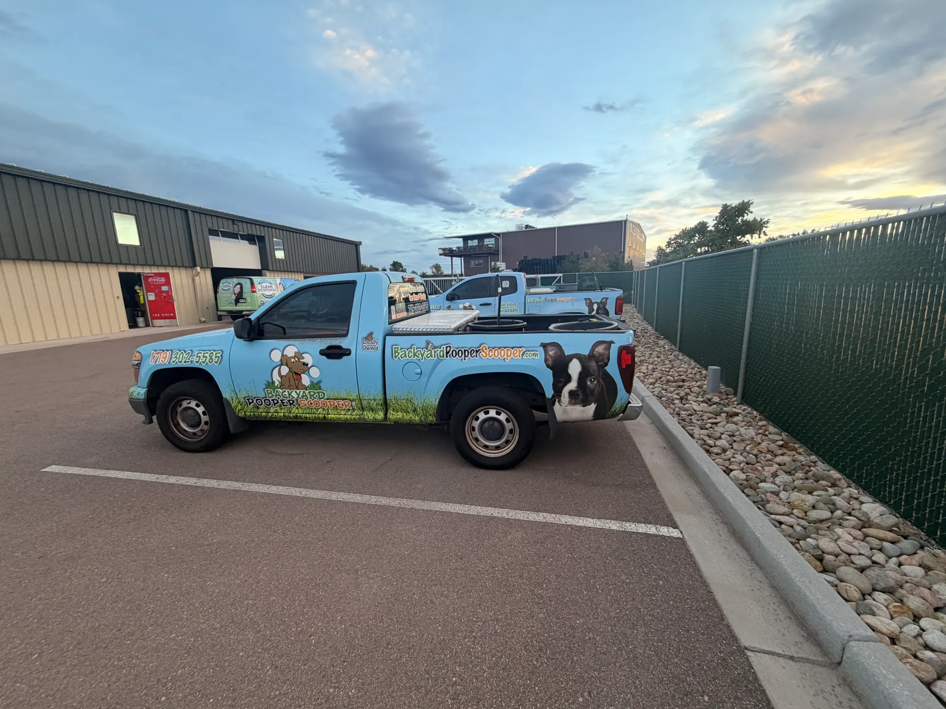 Backyard Pooper Scooper service truck in the company lot